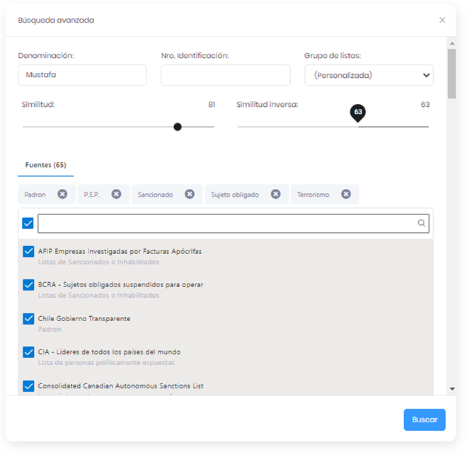 screenshot of Lista de Informados